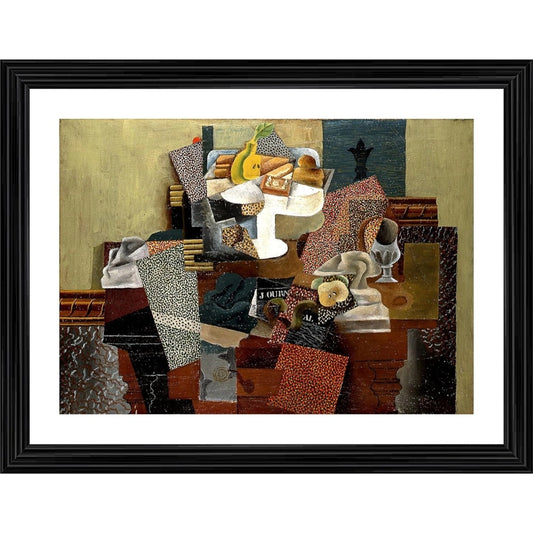 Roneclick Still Life with Compote and Glass 1914 Painting With Wood Photo Frame (Multicolor)