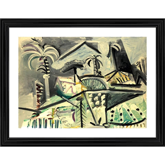 Roneclick Landscape 1972 Painting With Wood Photo Frame (Multicolor)