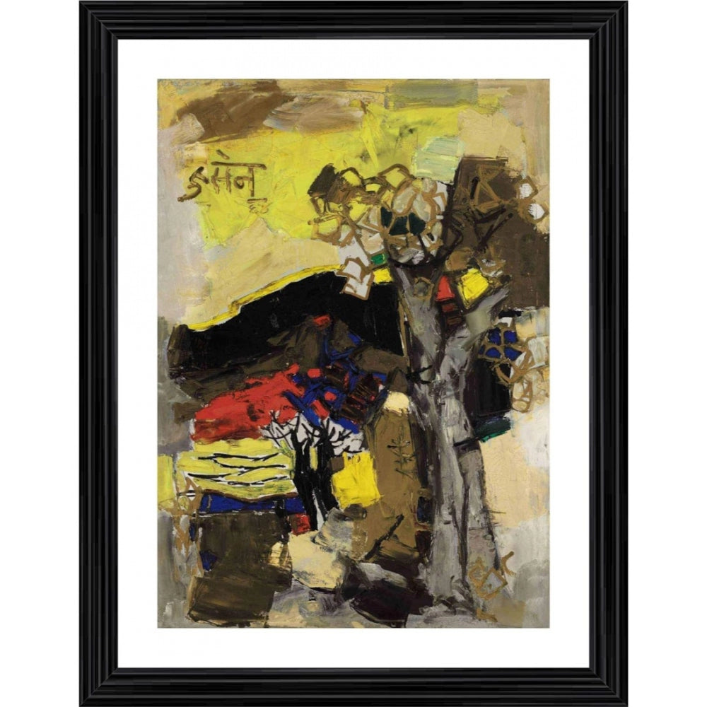 Roneclick Black Hill 1964 Painting With Wood Photo Frame (Multicolor)