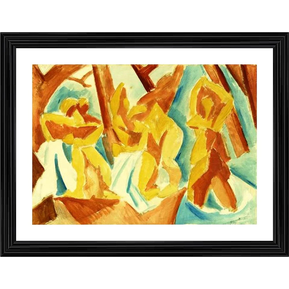 Roneclick Womans in a Forest 1908 Painting With Wood Photo Frame (Multicolor)