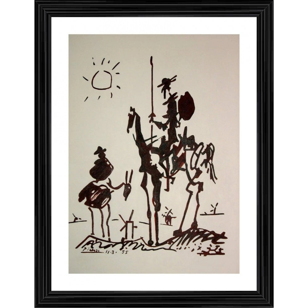 Roneclick Don Quixote 1955 Painting With Wood Photo Frame (Multicolor)