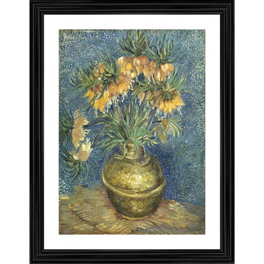 Roneclick Imperial Fritillaries in a Copper Vase 1887 Painting With Wood Photo Frame (Multicolor)