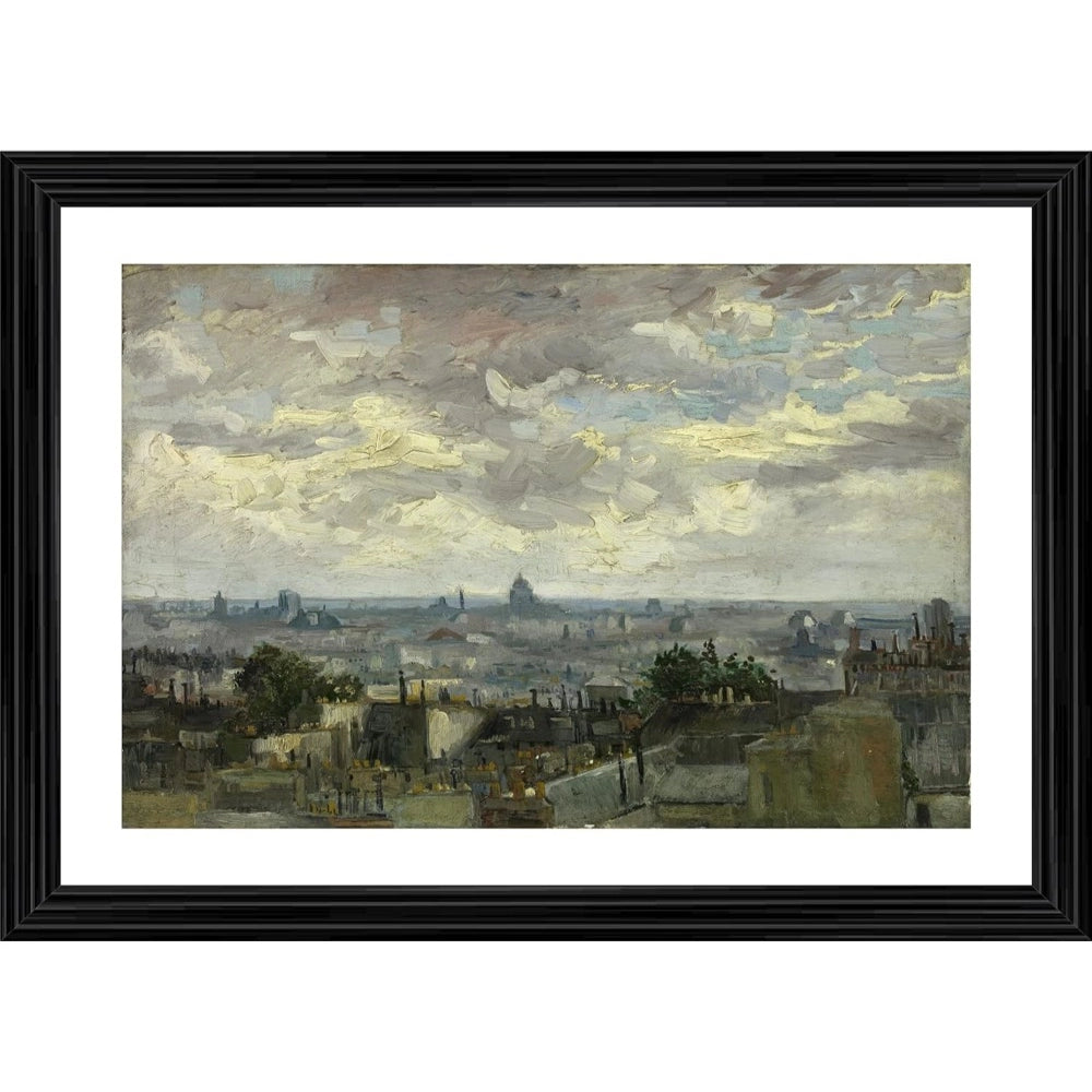 Roneclick View of Paris 1886 Painting With Wood Photo Frame (Multicolor)