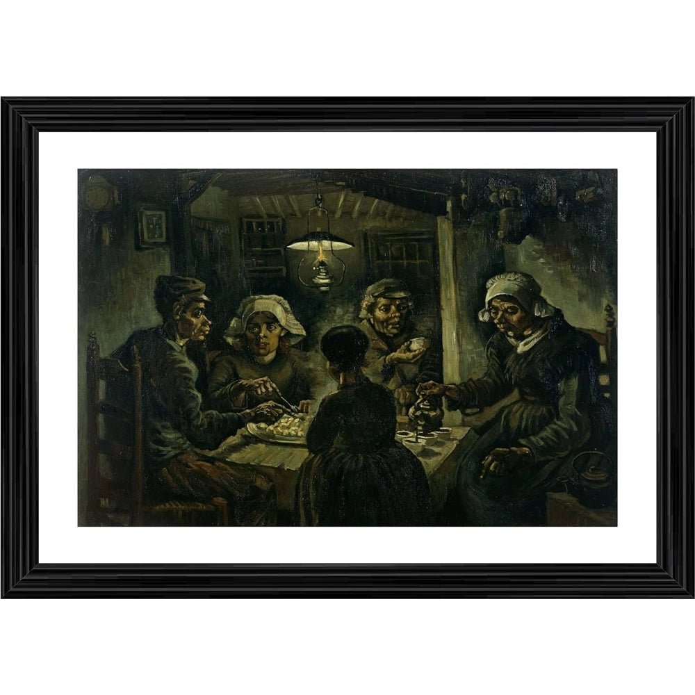 Roneclick Potato Eaters 1885 Painting With Wood Photo Frame (Multicolor)