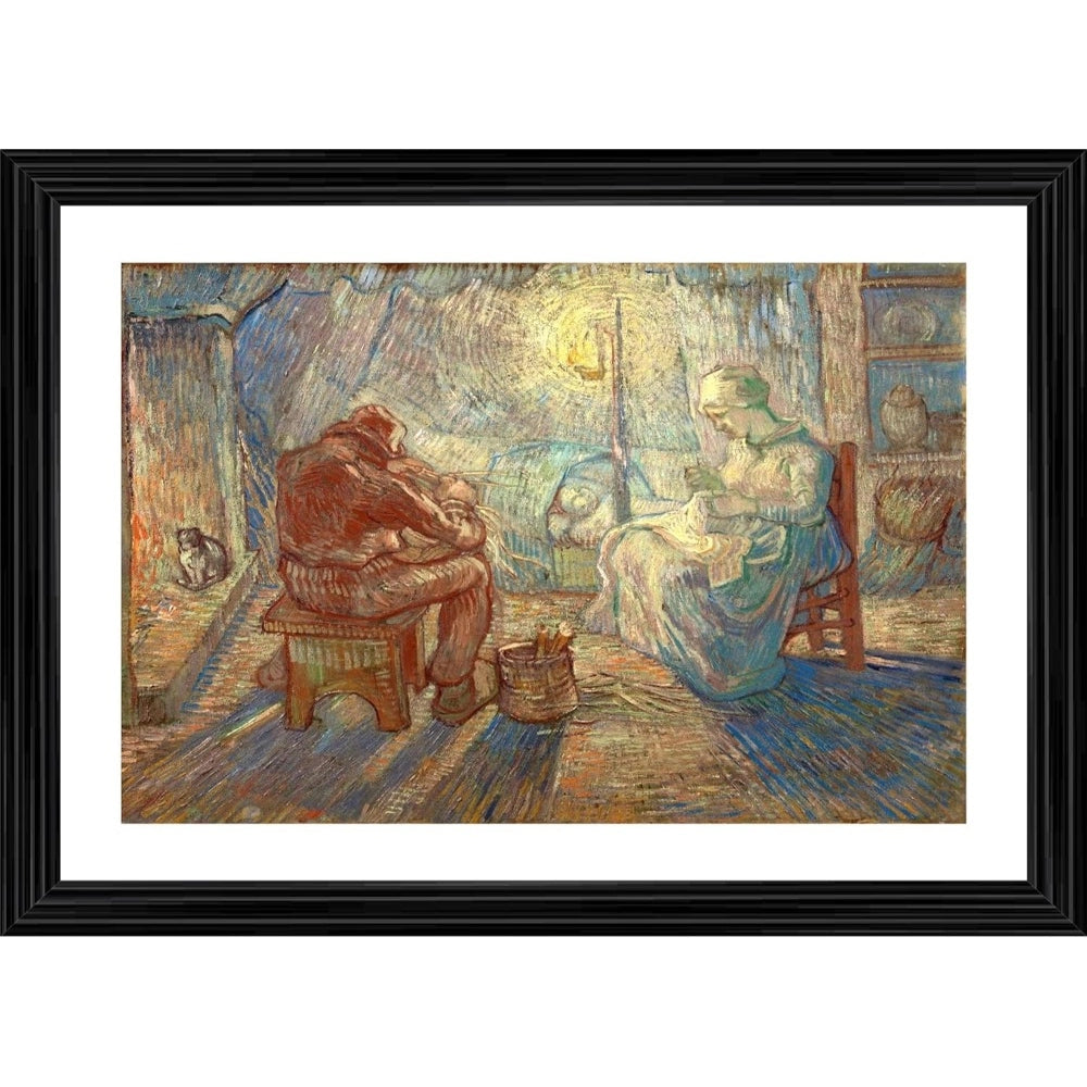 Roneclick Evening 1889 Painting With Wood Photo Frame (Multicolor)