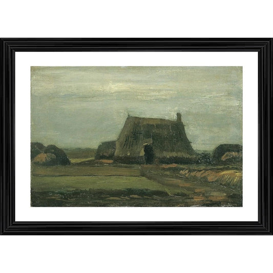 Roneclick Farm with Stacks of Peat 1883 Painting With Wood Photo Frame (Multicolor)