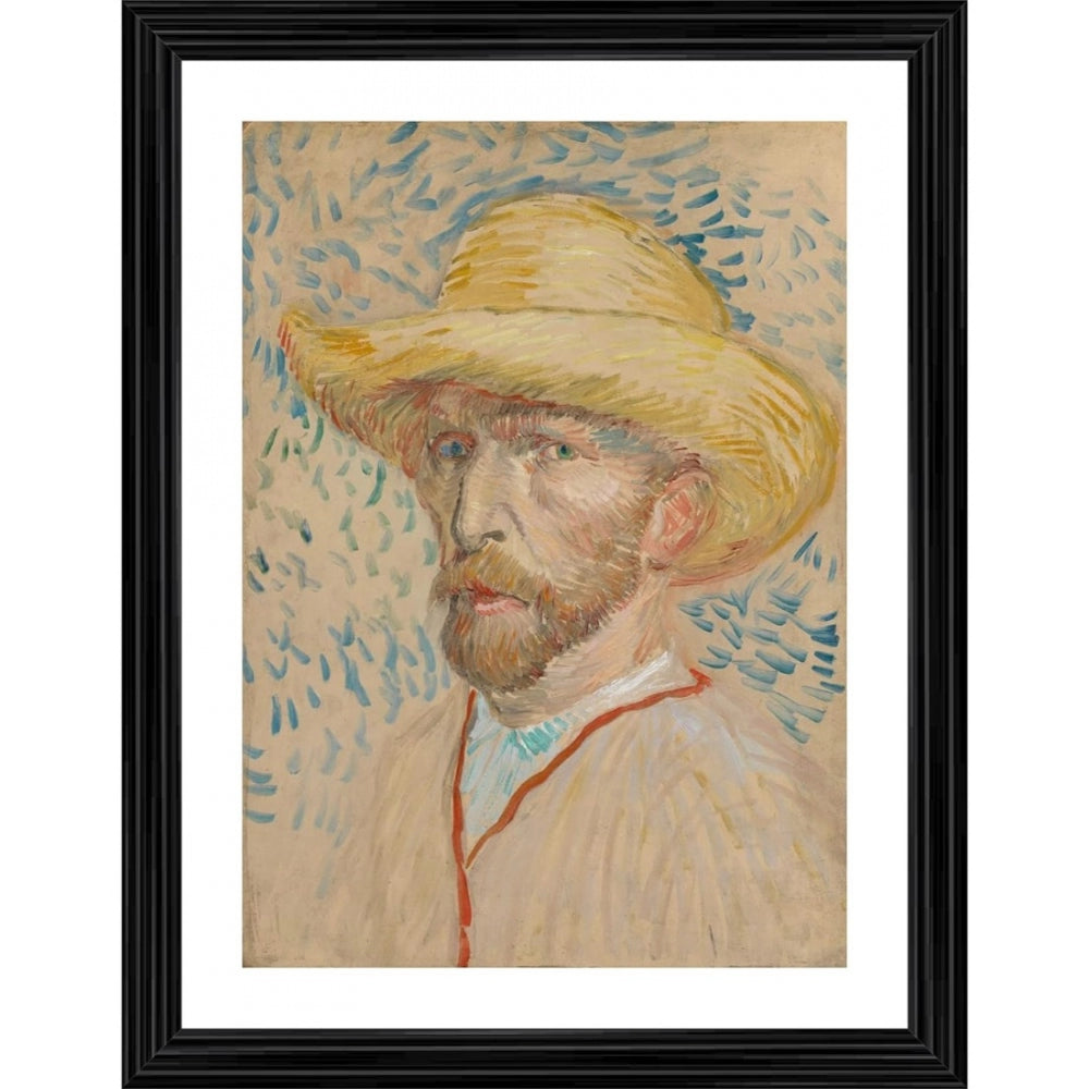 Roneclick Self Portrait with Straw Hat 1886 Painting With Wood Photo Frame (Multicolor)