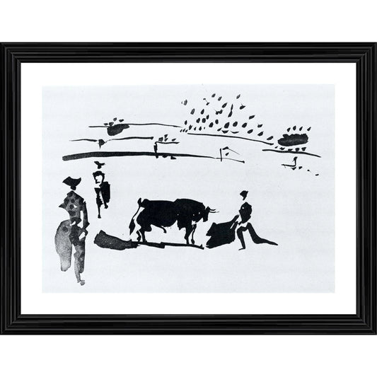 Roneclick Bullfight 9 Painting With Wood Photo Frame (Multicolor)