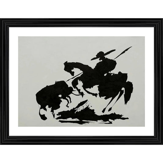 Roneclick Bullfight 7 Painting With Wood Photo Frame (Multicolor)