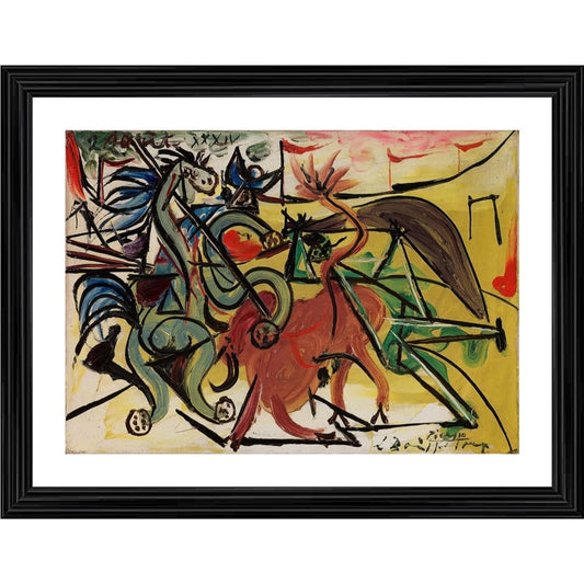 Roneclick Bullfight 5 Painting With Wood Photo Frame (Multicolor)