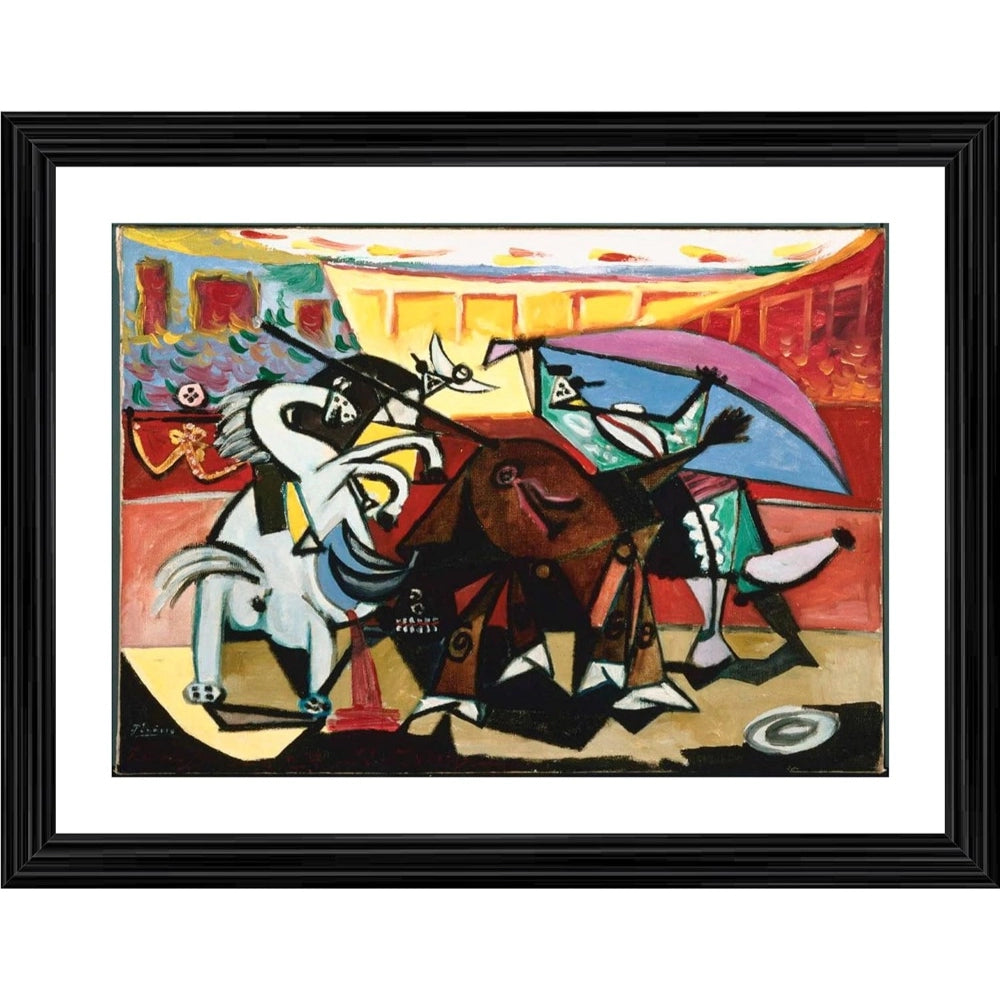 Roneclick Bullfight 3 Painting With Wood Photo Frame (Multicolor)