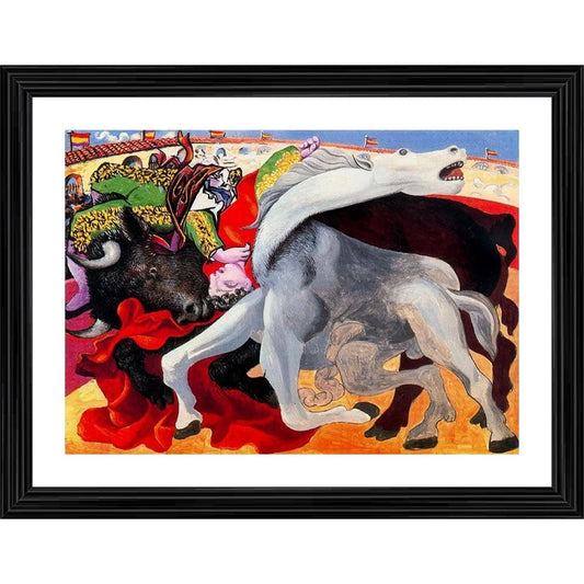 Roneclick Bullfight Death of the Toreador 1933 Painting With Wood Photo Frame (Multicolor)