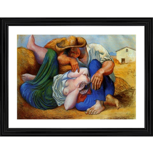 Roneclick Sleeping Peasants 1919 Painting With Wood Photo Frame (Multicolor)