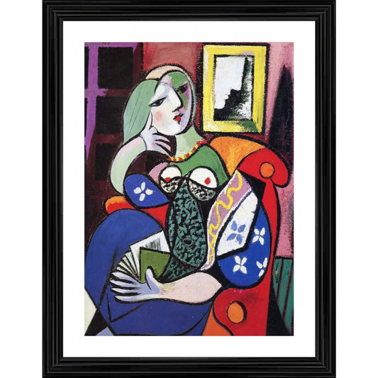 Roneclick woman with a book 1932 Painting With Wood Photo Frame (Multicolor)