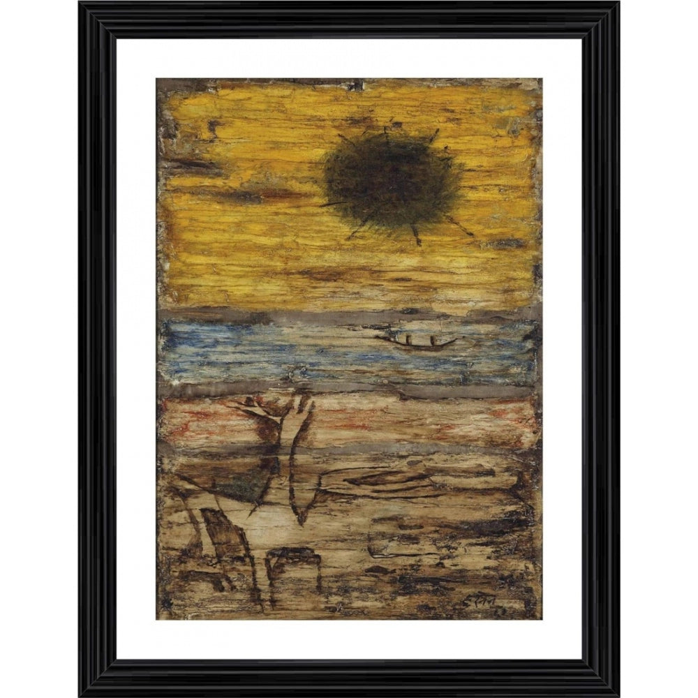 Roneclick Wasteland 1963 Painting With Wood Photo Frame (Multicolor)