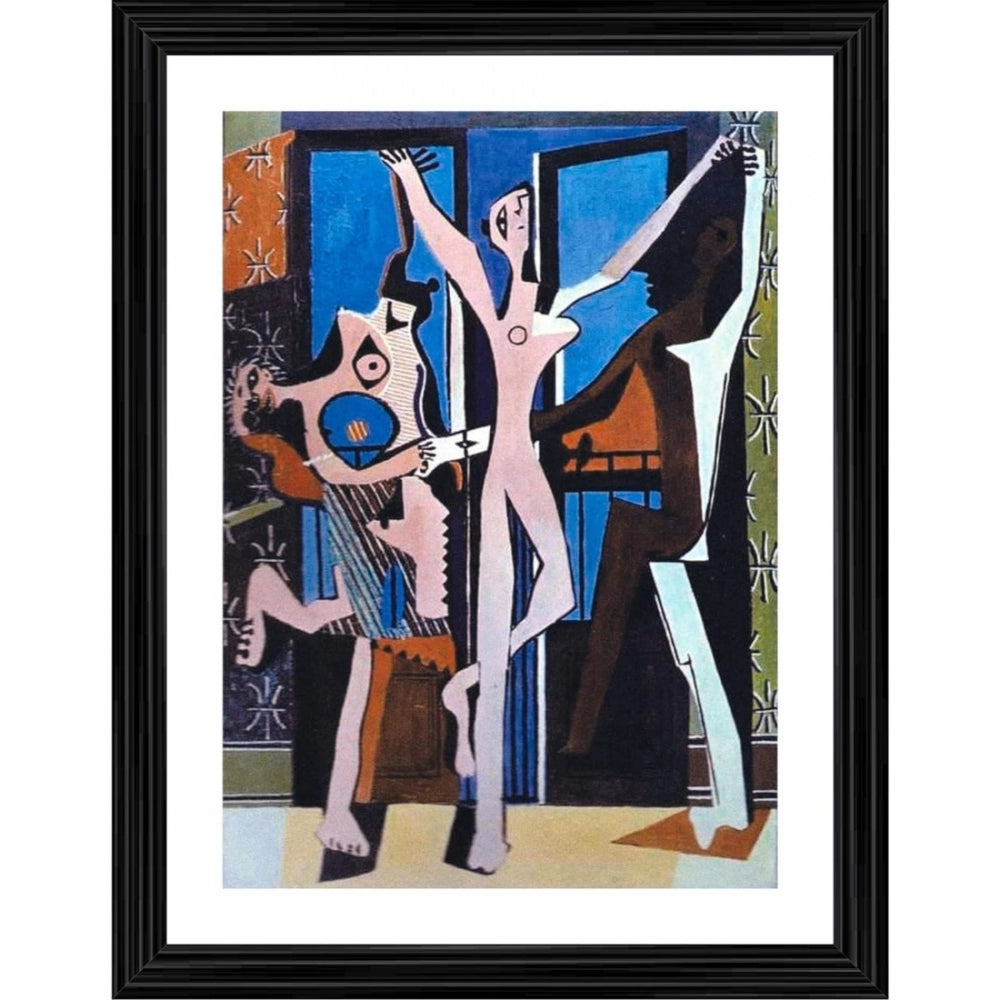 Roneclick Three Dancers 1925 Painting With Wood Photo Frame (Multicolor)