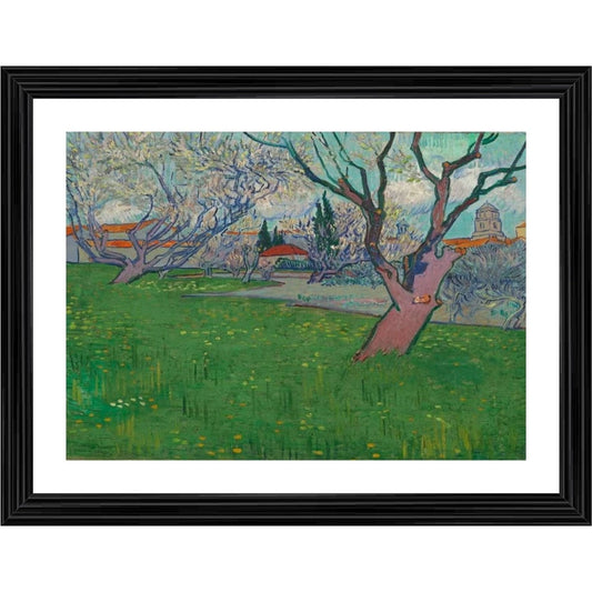 Roneclick Orchards in Blossom 1889 Painting With Wood Photo Frame (Multicolor)