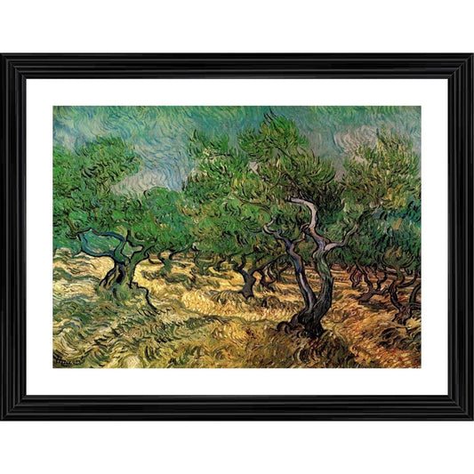 Roneclick Olive Grove 1889 Painting With Wood Photo Frame (Multicolor)