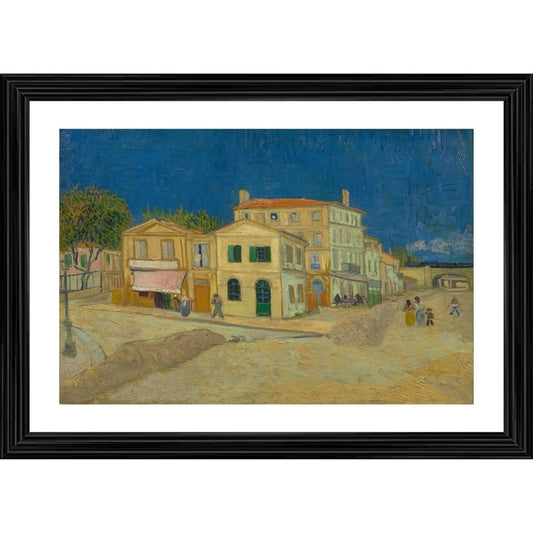 Roneclick The Yellow House 1888 Painting With Wood Photo Frame (Multicolor)