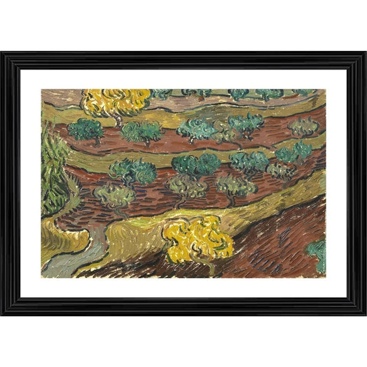 Roneclick Olive Trees on a Hillside 1889 Painting With Wood Photo Frame (Multicolor)