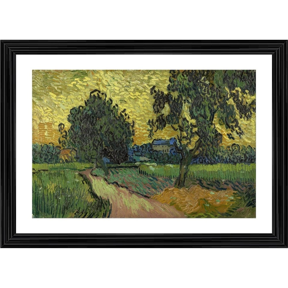 Roneclick Landscape at Twilight 1890 Painting With Wood Photo Frame (Multicolor)