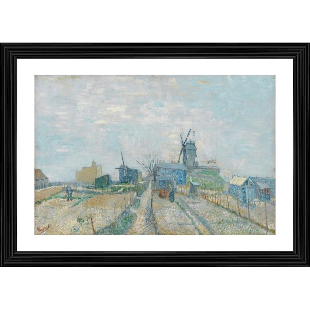 Roneclick Windmills and Allotments 1887 Painting With Wood Photo Frame (Multicolor)