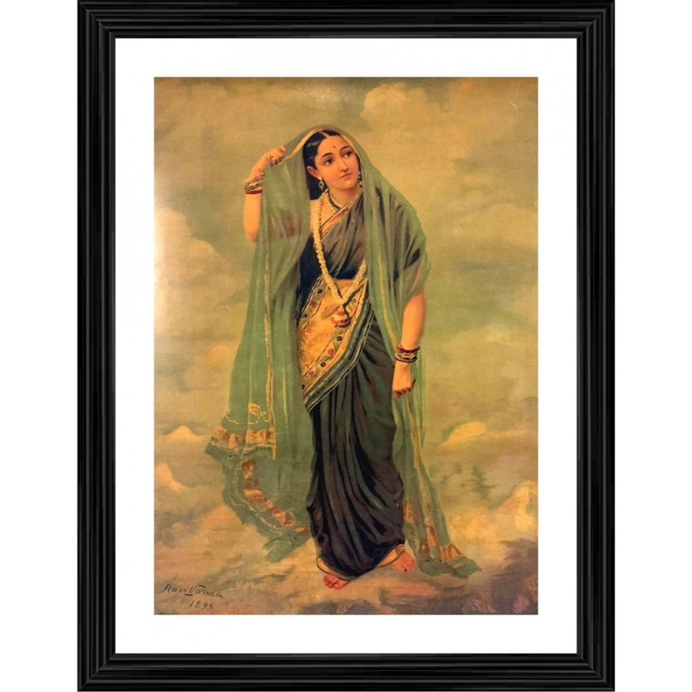 Roneclick Rambha 1896 Painting With Wood Photo Frame (Multicolor)