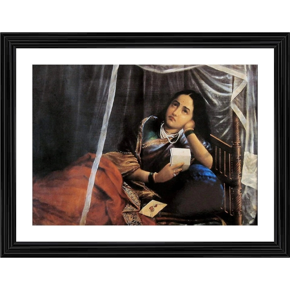 Roneclick Disappointed Woman in Love 1887 Painting With Wood Photo Frame (Multicolor)