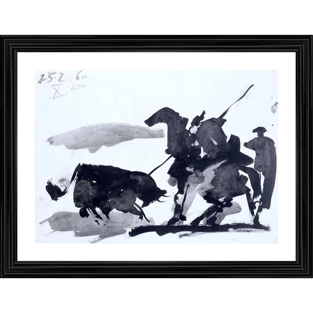 Roneclick Bullfight 8 Painting With Wood Photo Frame (Multicolor)