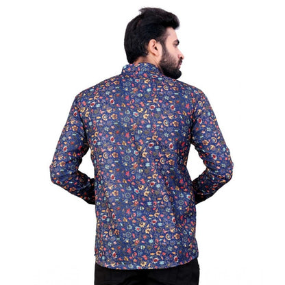 Roneclick Men's Cotton Blended Printed Full Sleeve Shortkurta (Multicolor)