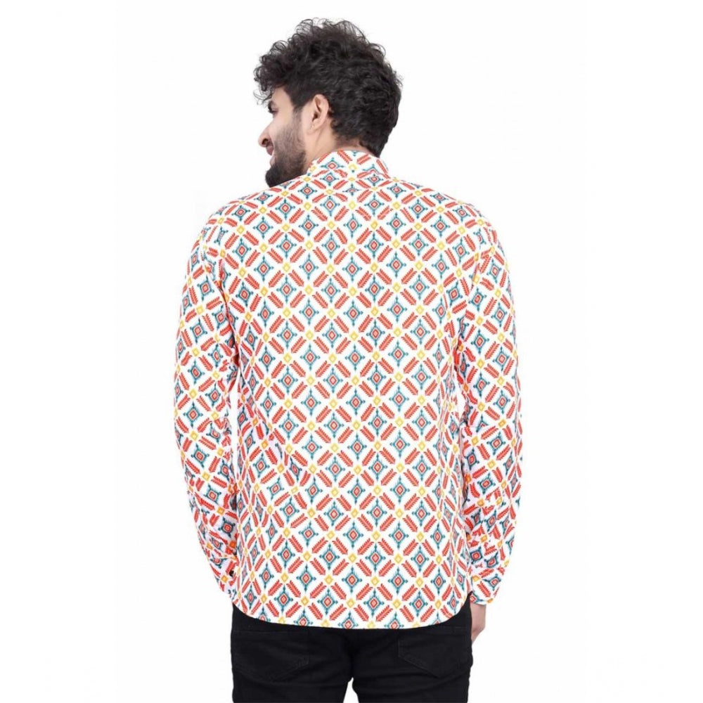 Roneclick Men's Cotton Blended Printed Full Sleeve Shortkurta (Multicolor)