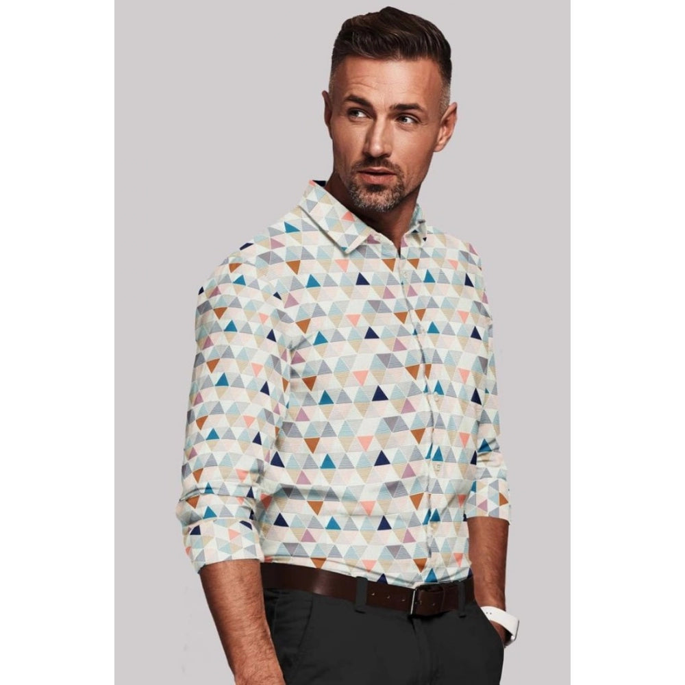 Roneclick Men's Cotton Blended Printed Full Sleeve Shirt (Multicolor)