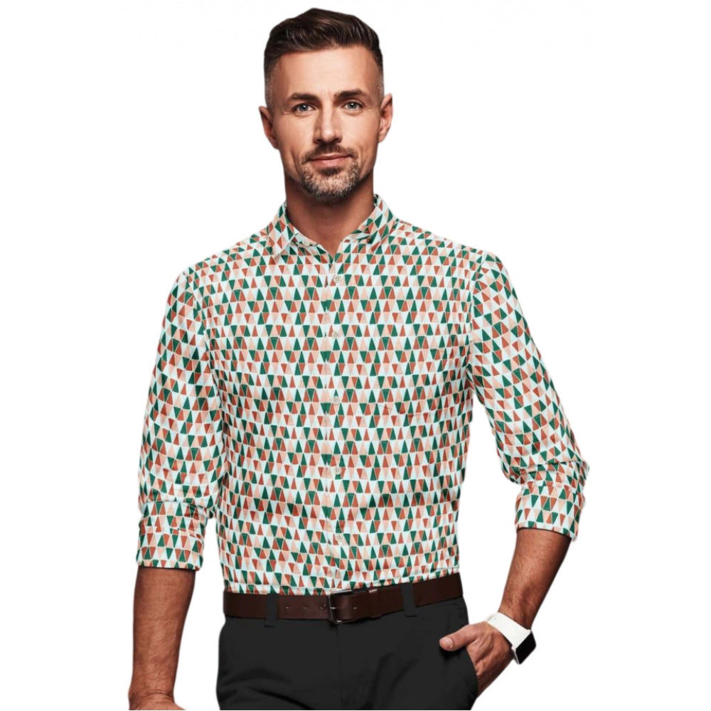 Roneclick Men's Cotton Blended Printed Full Sleeve Shirt (Multicolor)