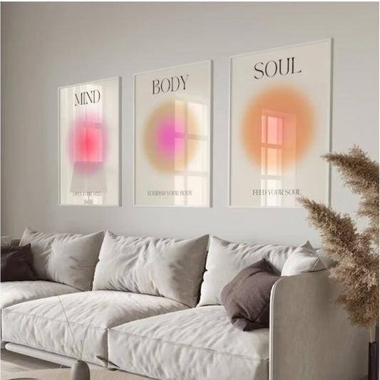 Roneclick Set of_3 MindBody - Soul Framed (White)