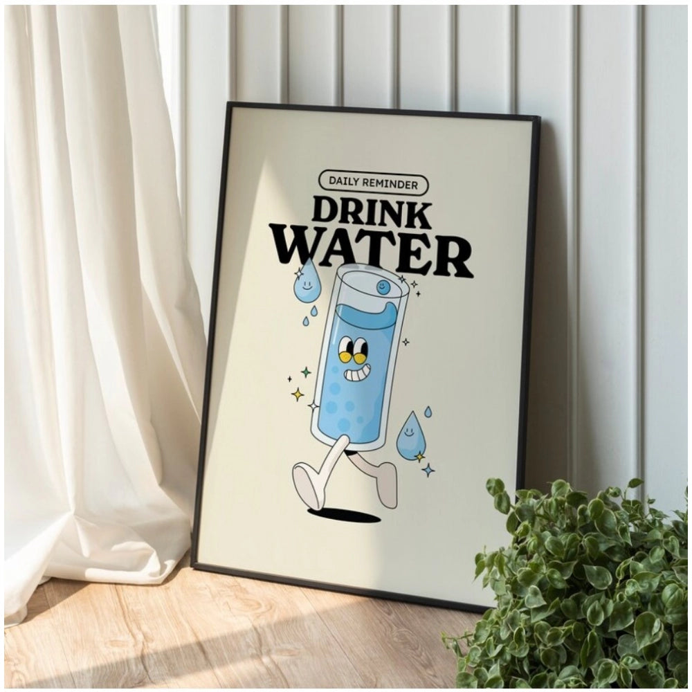 Roneclick Daily Reminder Drink Water Wall Frame (Black)