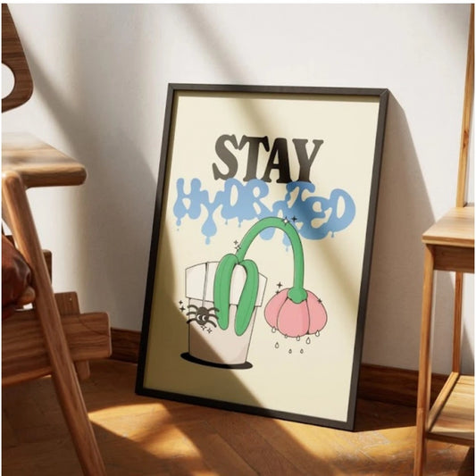 Roneclick Stay Hydrated Wall Frame (Black)