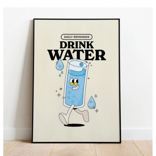 Roneclick Daily Reminder Drink Water Wall Frame (Black)