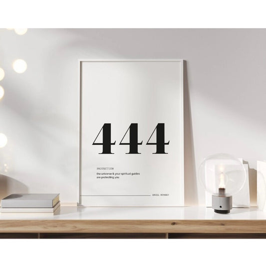 Roneclick 444 Angel Number Minimalist Wall Frame (White )