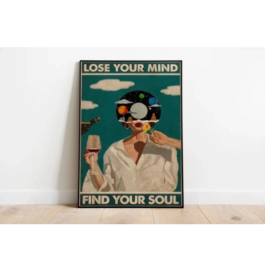 Roneclick Loose Your Mind Find Your Soul Wall Frame (Black)