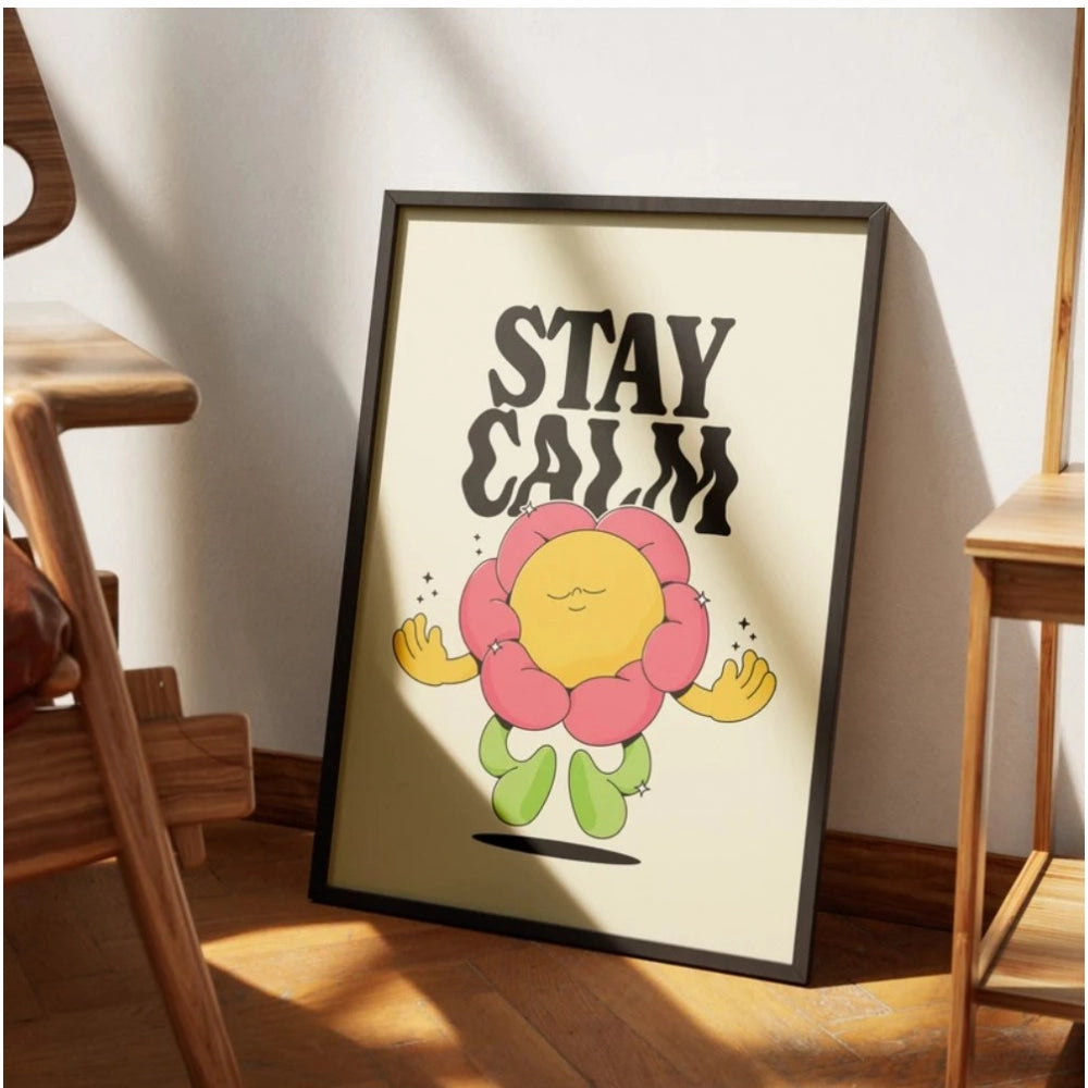 Roneclick Stay Calm Wall Frame (Black-Brown )