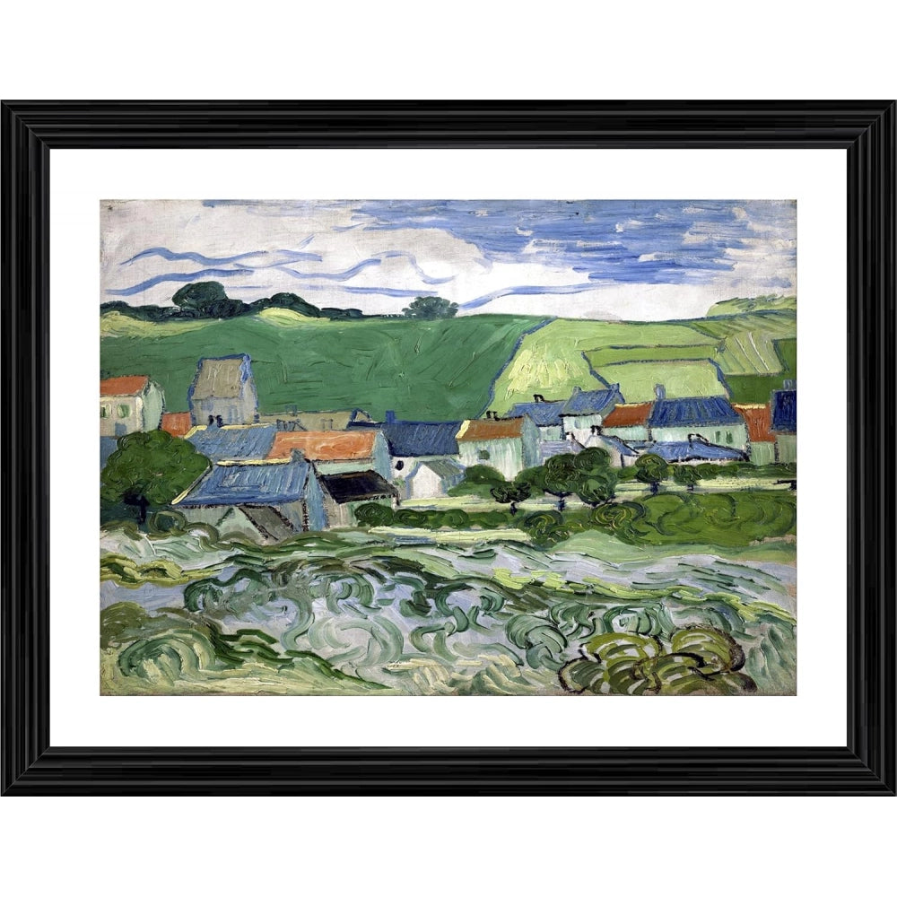 Roneclick View of Auvers 1890 Painting With Wood Photo Frame (Multicolor)