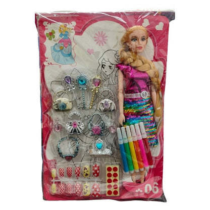 Barbie Doll With Jewellery Set |   Rubber  |   Toys| 1+ Years