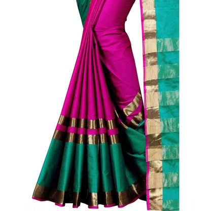 Roneclick Women's Jacquard Woven Saree With Unstitched Blouse 5.5Mtr (Pink)