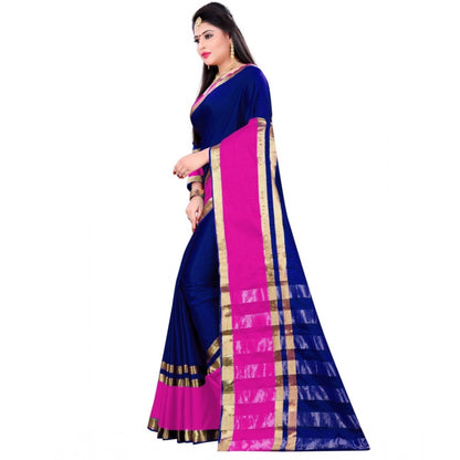 Roneclick Women's Jacquard Woven Saree With Unstitched Blouse 5.5Mtr (Blue)