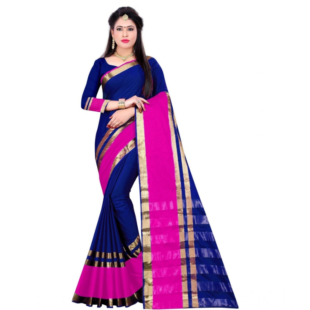 Roneclick Women's Jacquard Woven Saree With Unstitched Blouse 5.5Mtr (Blue)