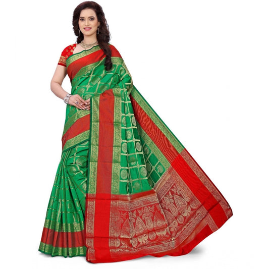 Roneclick Women's Jacquard Woven Saree With Unstitched Blouse 5.5Mtr (Green)