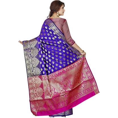 Roneclick Women's Jacquard Woven Saree With Unstitched Blouse 5.5Mtr (Blue)