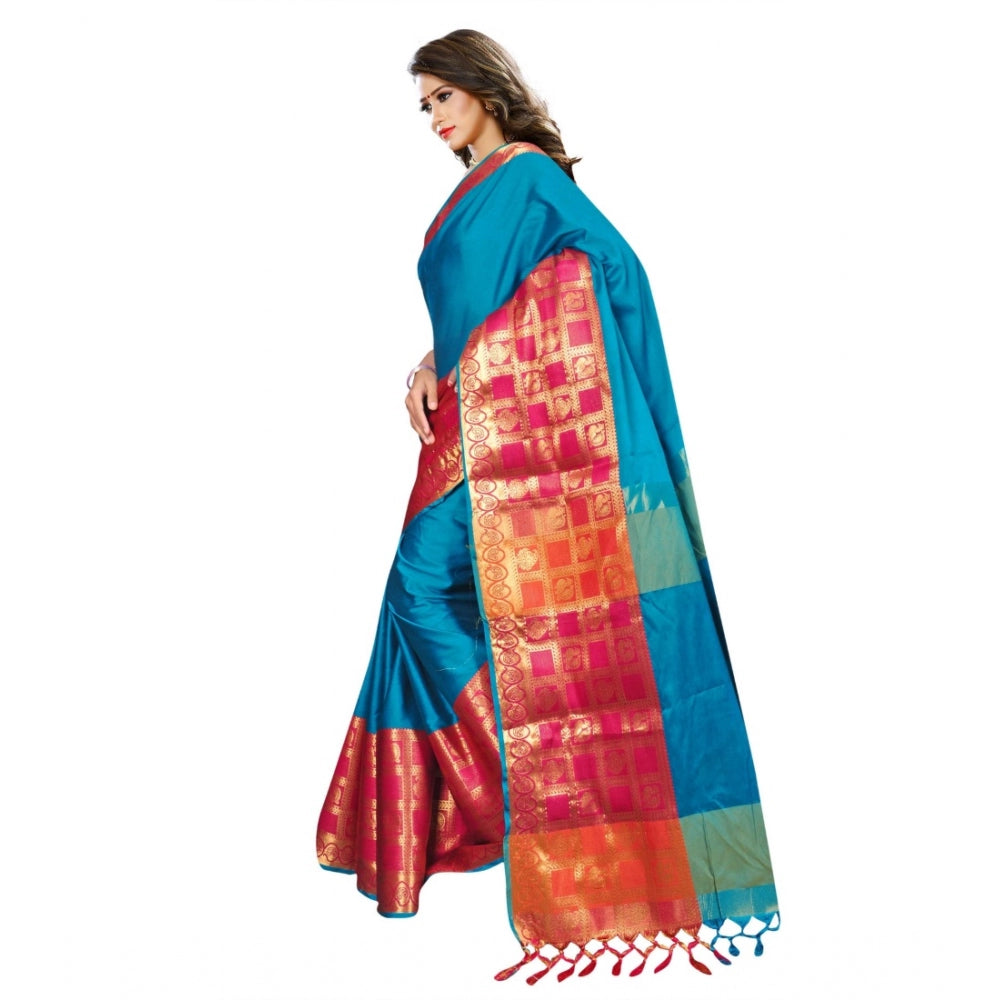 Roneclick Women's Jacquard Woven Saree With Unstitched Blouse 5.5Mtr (Multicolor)