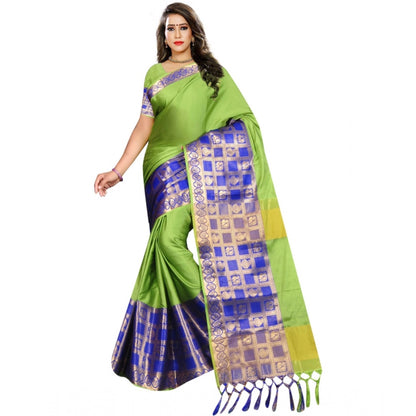 Roneclick Women's Jacquard Woven Saree With Unstitched Blouse 5.5Mtr (Green)