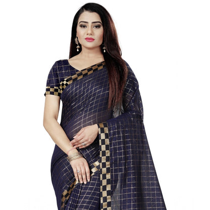 Roneclick Women's Cotton Silk Checkered Saree With Unstitched Blouse 5.5Mtr (Multicolor)